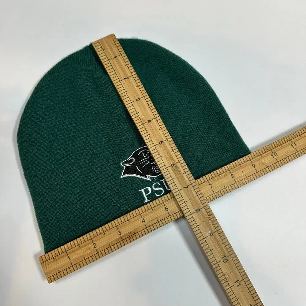 Green PSU Knit Beanie Winter Hat Panthers Plymouth State University